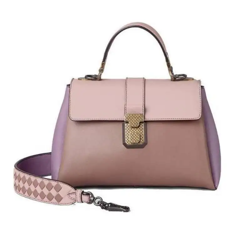 Bottega Veneta Leather One Shoulder Handbag Women's Purple & Pink