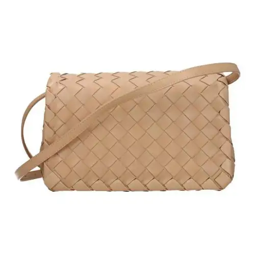 Bottega Veneta Leather Messenger Bag, Shoulder Bag, Crossbody Bag Medium Women's Apricot