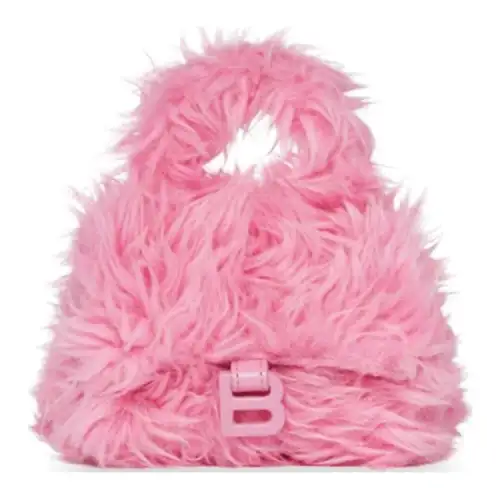 Balenciaga Hourglass Chain Plush Hourglass Bag, Coin Purse, Handbag, Shoulder Bag, Crossbody Bag Mini Women's Pink