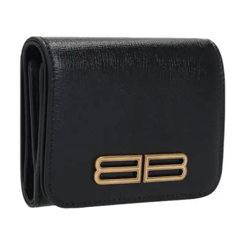 Balenciaga Foldable Calfskin Wallet Women's Black