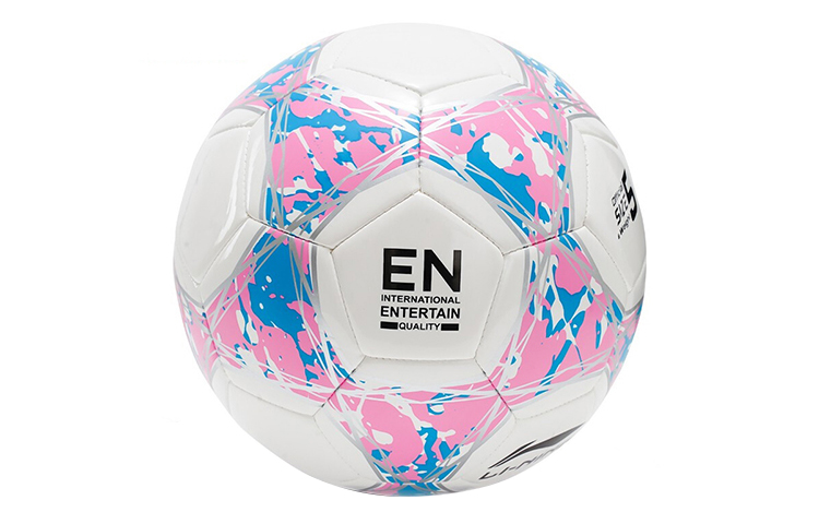 Li Ning Size 5 Soccer Ball TPU Machine Stitched Soccer Ball Unisex White Pink Blue