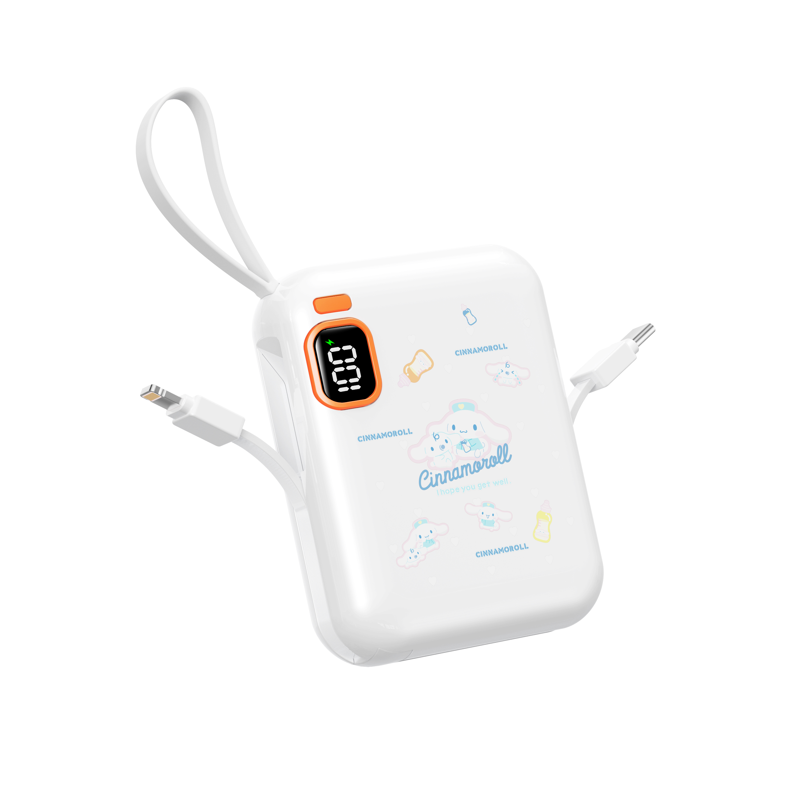 Hello Kitty Hello Kitty Power Bank 10000mAh 22.5W YP-48 Sanrio Series LED Power Display Convenient and Compact Smart Chip Comes with Apple+Type-C Dual Cable