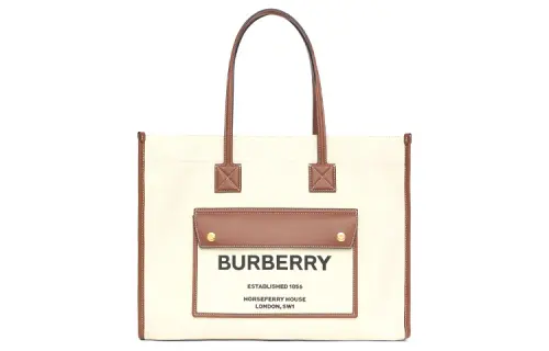 Burberry Canvas With Leather Fleurie Bag, Tote Bag, Shopping Bag, Canvas Bag, Handbag, Shoulder Bag Unisex
