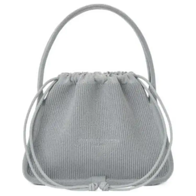 Alexander Wang Ryan Reflective Ribbed Knitted Fabric Handbag Small Women's Gray
