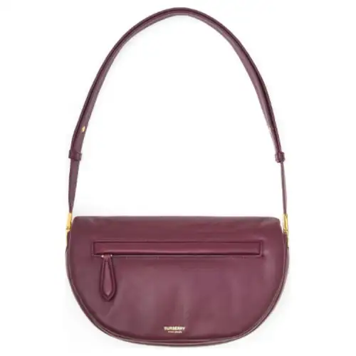 Burberry Olympia Lambskin Crescent Bag, Portable Crossbody Bag, Shoulder Bag Women's Dark Chestnut