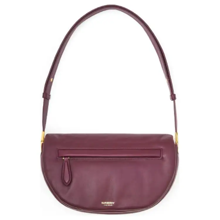 Burberry Olympia Lambskin Crescent Bag, Portable Crossbody Bag, Shoulder Bag Women's Dark Chestnut