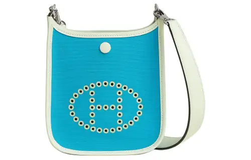 HERMES Evelyne Officier Canvas And Swift Calfskin Crossbody Bag, Shoulder Bag 16 Women's