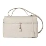 Loro Piana Extra Bag Ostrich Leather One Shoulder Handbag Women's Mochi colored