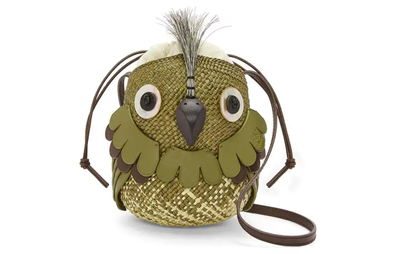 LOEWE Iracan Palm With Cow Leather Shoulder Bag, Crossbody Bag Women's Natural & Olive