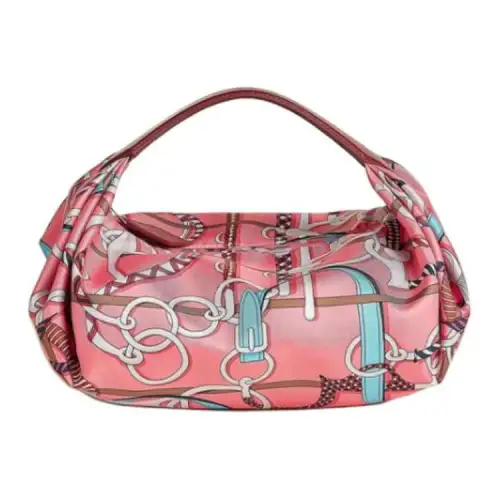 HERMES Balusoie Patterned Print Silk Handbag Women's Pink Multicolor