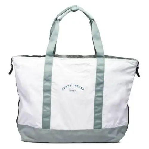 STONE ISLAND Polyamide Crossbody One Shoulder Handbag Large Men's White/Green