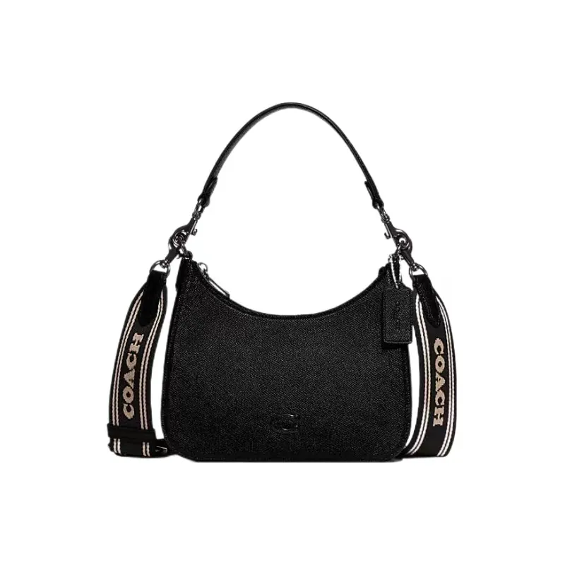 COACH Hobo Canvas With Leather Crescent Bag, Crossbody Bag, Shoulder Bag Medium Women's Black