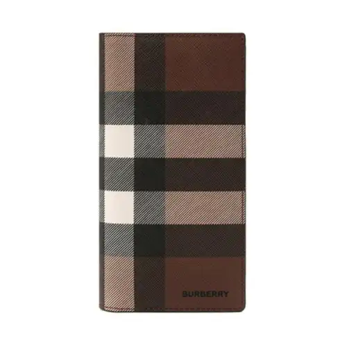 Burberry Faux Leather With Textile Coin Purse Wallet Men's Brown