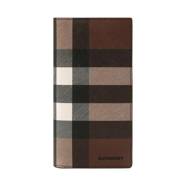 Burberry Faux Leather With Textile Coin Purse Wallet Men's Brown