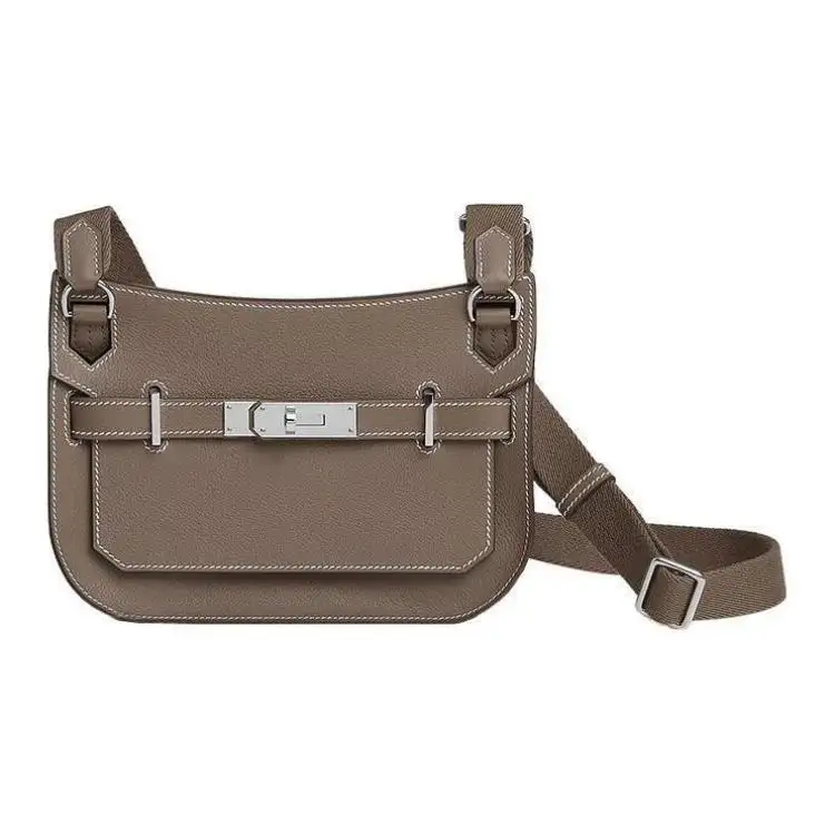 HERMES Jypsiere Evercolor Calfskin Crossbody Bags Mini Women's Elephant Gray
