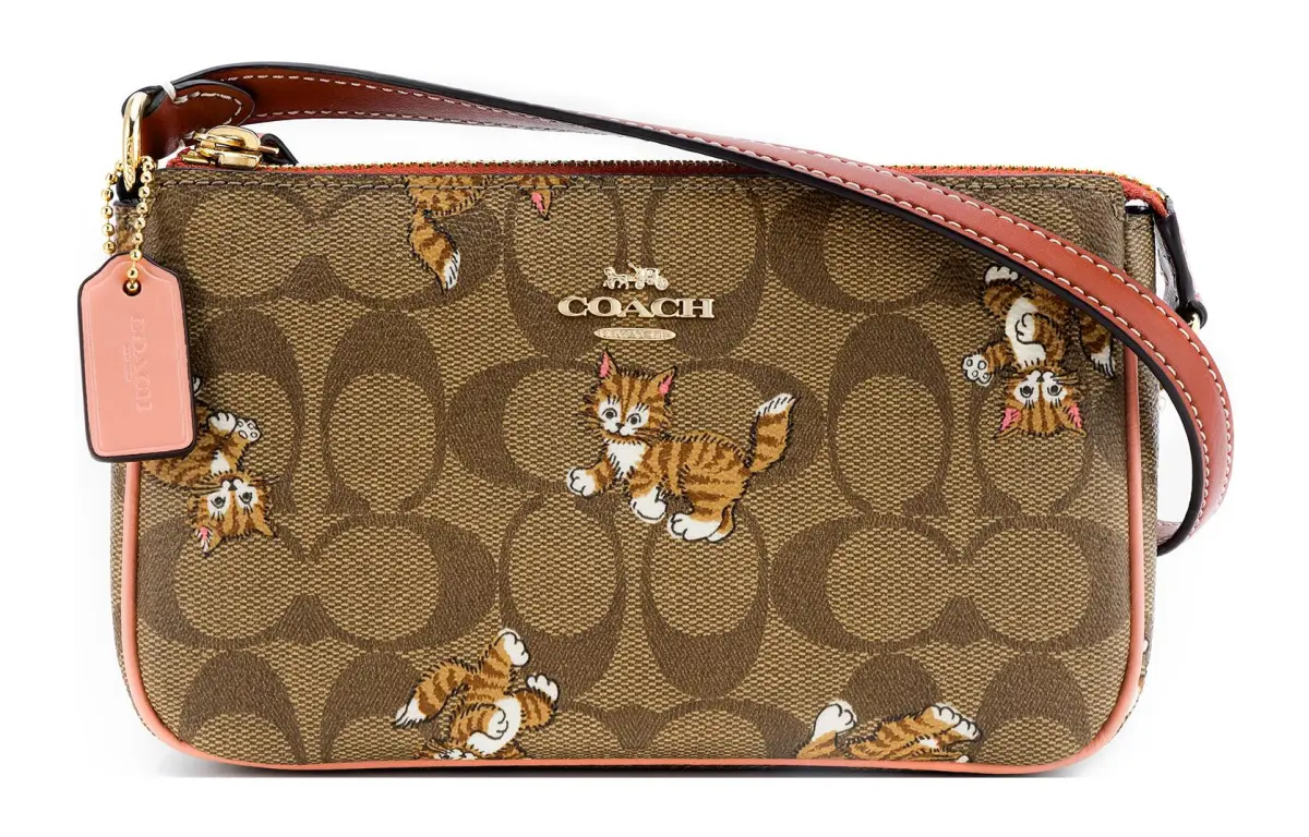 COACH Nolita Iconic Coated Canvas With Smooth Leather Shoulder Bag, Handbag Small Women's Khaki Monogram