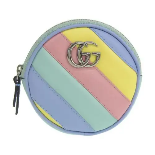 GUCCI Leather Wallet Women's Blue/Multicolor