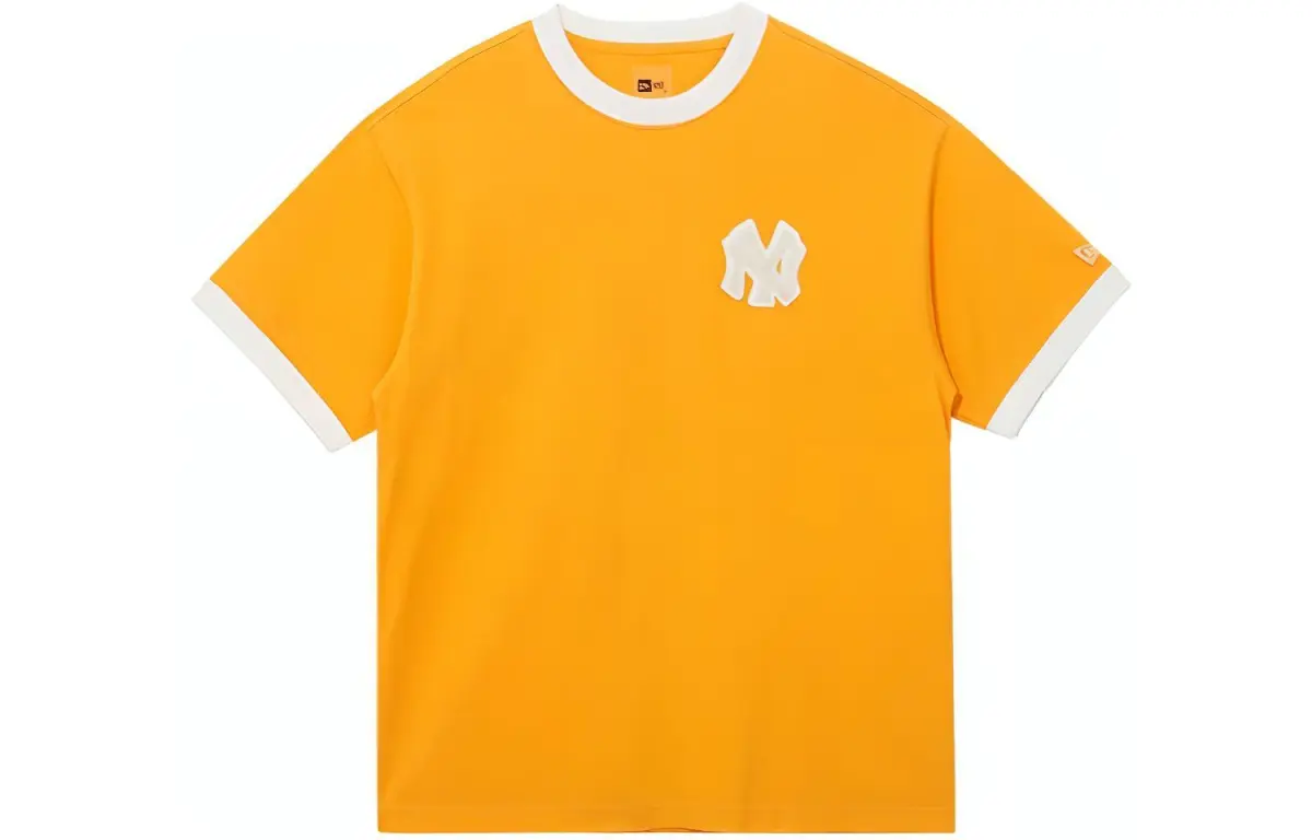 New Era T-Shirts Unisex Mango Yellow Crew Neck Moderate