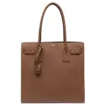 SAINT LAURENT Calfskin Handbag, Shoulder Bag Men's Brown