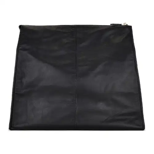 THE ROW Top Zip Closure Cow Leather Clutch Regular Women's Black