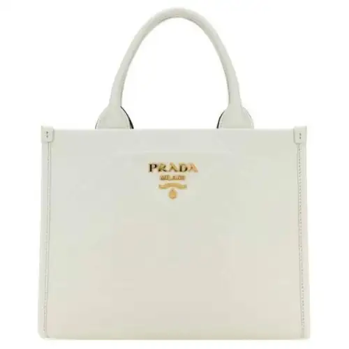 PRADA Symbole Leather Shoulder Bag, Crossbody Bag, Handbag Small Women's White