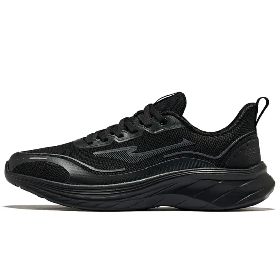 Erke Cushioning Wear-Resistant Low-Top Running Shoes Men's Jet Black Carbon Gray