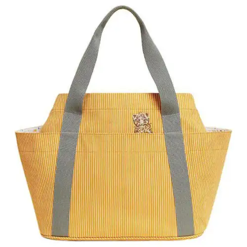 HERMES Canvas Mommy Bag Shoulder Bag Handbag Women's Yellow