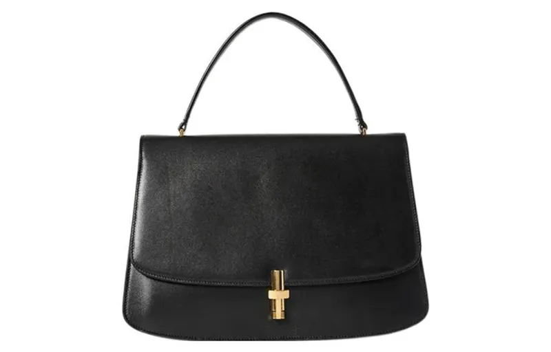 THE ROW Calfskin Messenger Bag, Handbag Small Women's Black