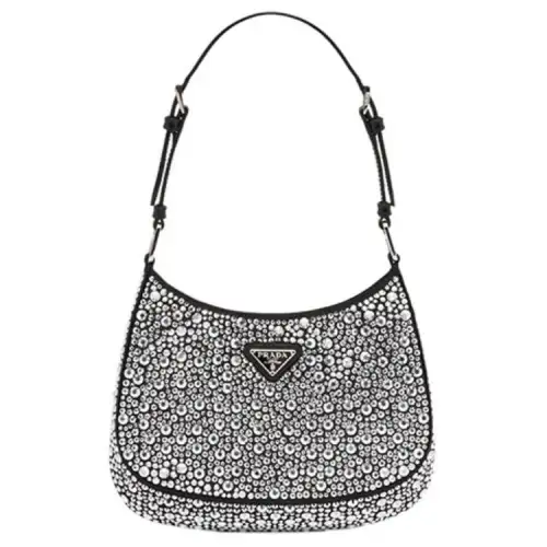 PRADA Cleo Satin Bag With Appliques Metal