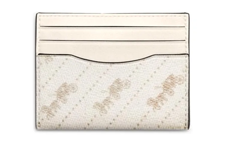 COACH Card Case Cow Leather Storage Bag Card Holder Mini Unisex White