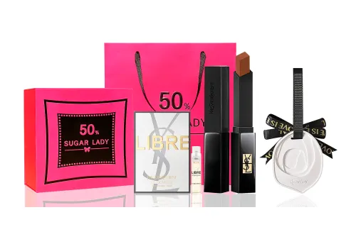 YSL, gift box, matte lipstick, makeup primer, aromatherapy, perfume for professional use, light luxury style, translucent shading, resistant coating, sample