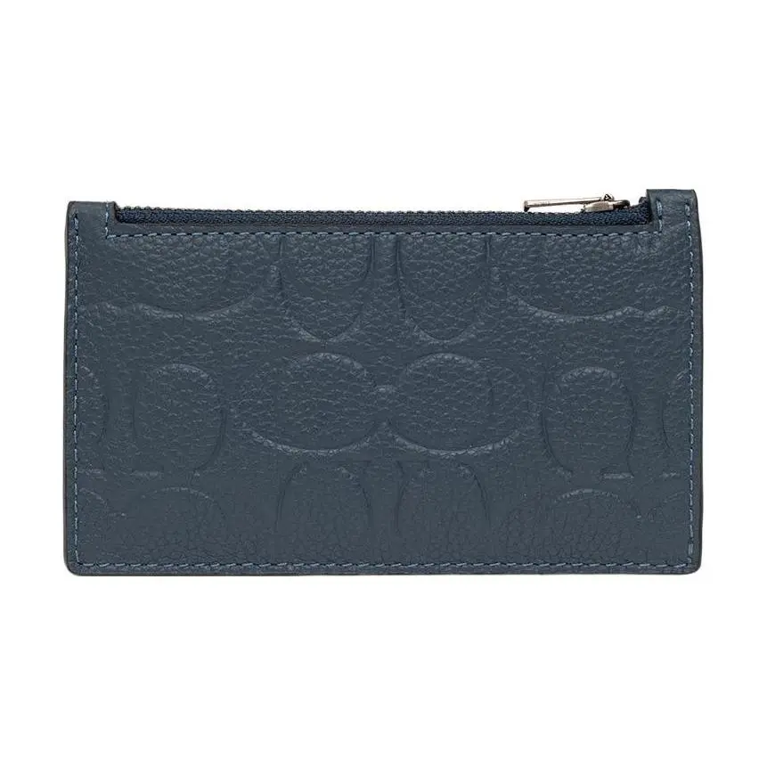 COACH Card Case Cow Leather Card Holders Mini Women's Dark Denim