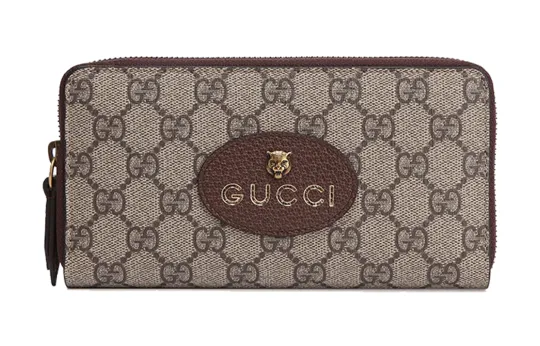 GUCCI Neo Vintage Canvas With Leather Wallet Unisex Ebony/Brown/Yellow