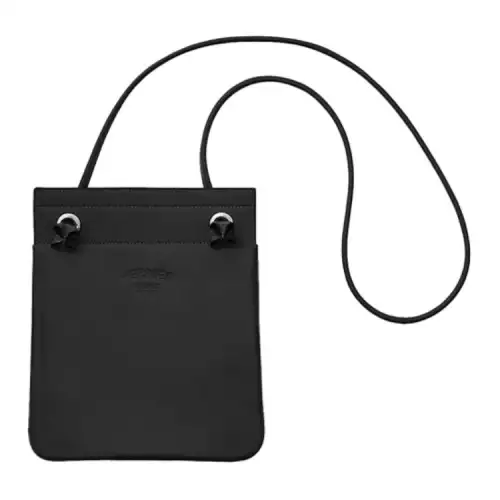 HERMES Aline Drawstring Milo Lambskin And Swift Calfskin Crossbody Bag Mini Women's AF Black