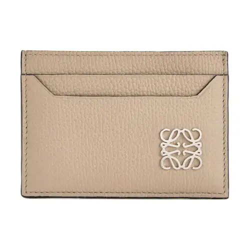 LOEWE Anagram Grain Texture Calfskin Card Holder Women's Sand