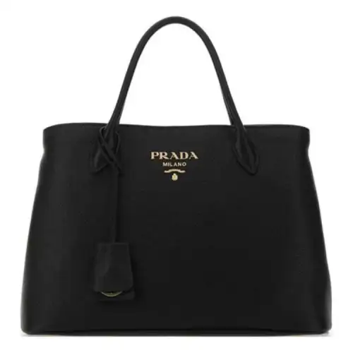 PRADA Lock Closure Calfskin Handbag Women's Black