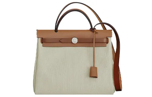 HERMES Herbag Zip Hunter Cow Leather And Canvas Shoulder Bag, Crossbody Bag, Handbag 31 Unisex Gray