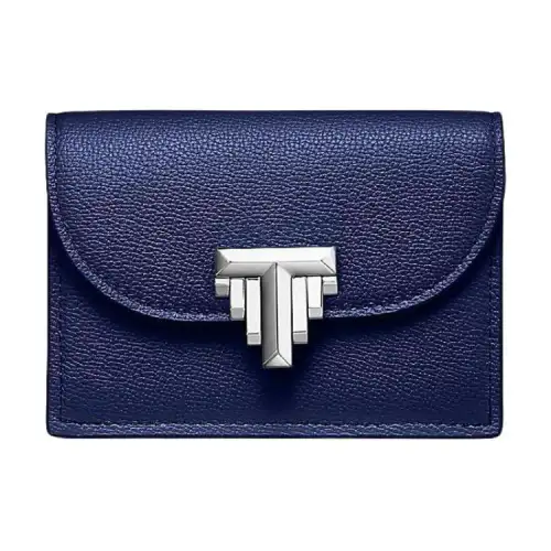 TIFFANY & CO. Tiffany T Calfskin Wallet Women's Sapphires Blue