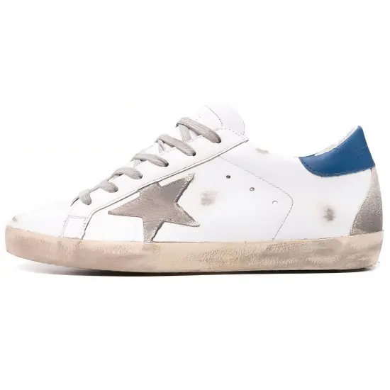 Golden Goose Super-Star White Royal Blue Grey Suede Patch Women's