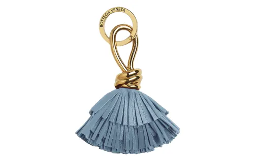 Bottega Veneta Fringe Sheepskin Keychains Unisex Ice Blue