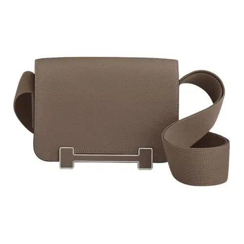 HERMES Geta Goatskin Wooden Sandal Bag, Crossbody Bag, Shoulder Bag Women's 18 Etoupe Elephant Gray