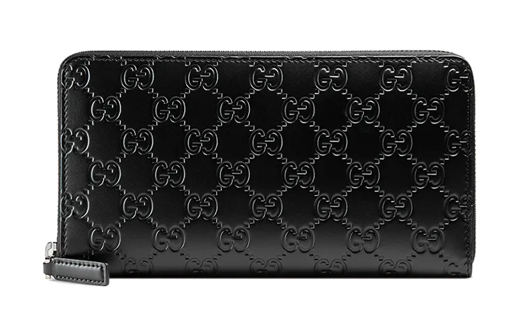 GUCCI Leather Wallet Clutch Regular Unisex Black