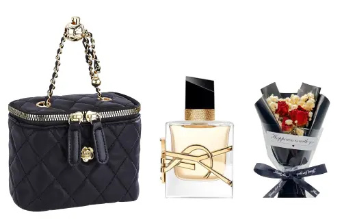 YSL, perfume, floral set, small one-shoulder bag, 30 ml, 50 ml, 90 ml, Birthday gift