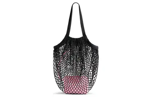 Balenciaga Nylon Fishnet With Webbing One Shoulder Handbag Medium Women's Black