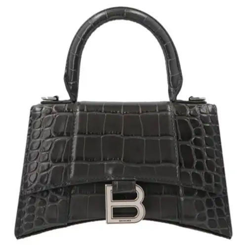 Balenciaga Hourglass Leather Handbag Women's Dark Gray