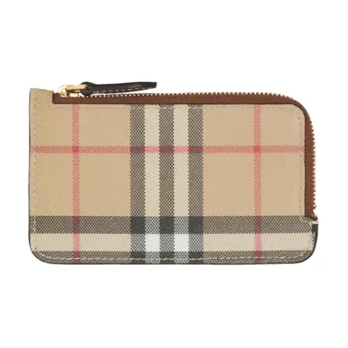 Burberry Calfskin Trim Card Holder Women's Archive Beige & Tan