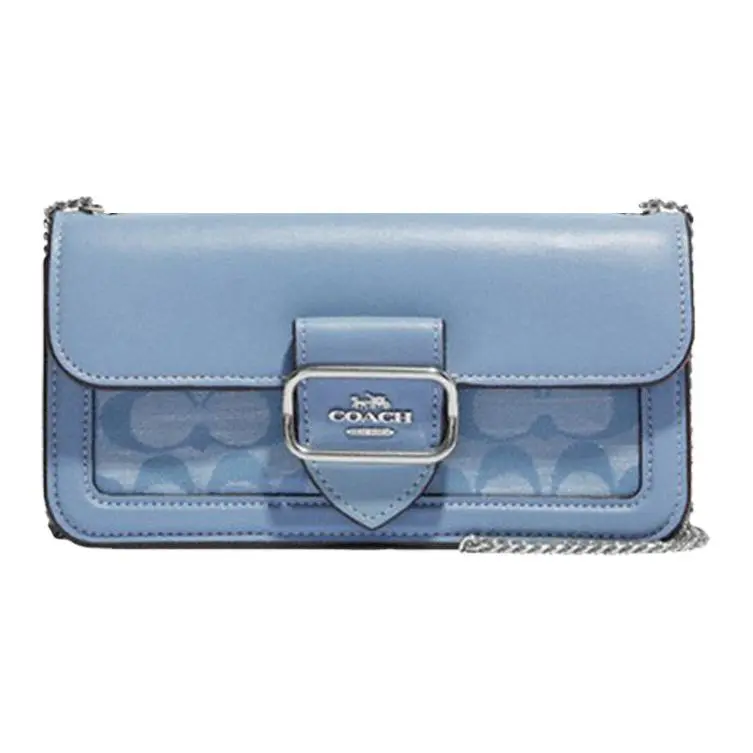 COACH Morgan Fabric With Cow Leather Shoulder Bag, Crossbody Bag Small Women's Cornflower Blue