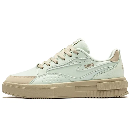 Erke Skateboard Shoes Women's Low-Top Silver Gray Green Light Linen