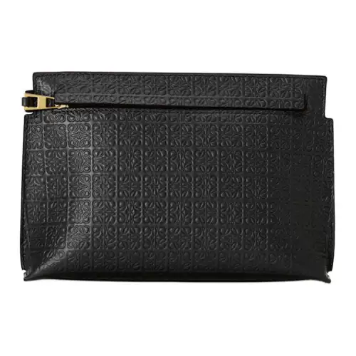 LOEWE Embossed Smooth Finish Calfskin Portable Handheld Shoulder Bag Mini Women's Black