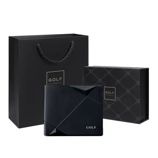 GOLF Top Grain Cow Leather Wallet Small Men's Black